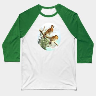 Partridges Wildlife Illustration Baseball T-Shirt